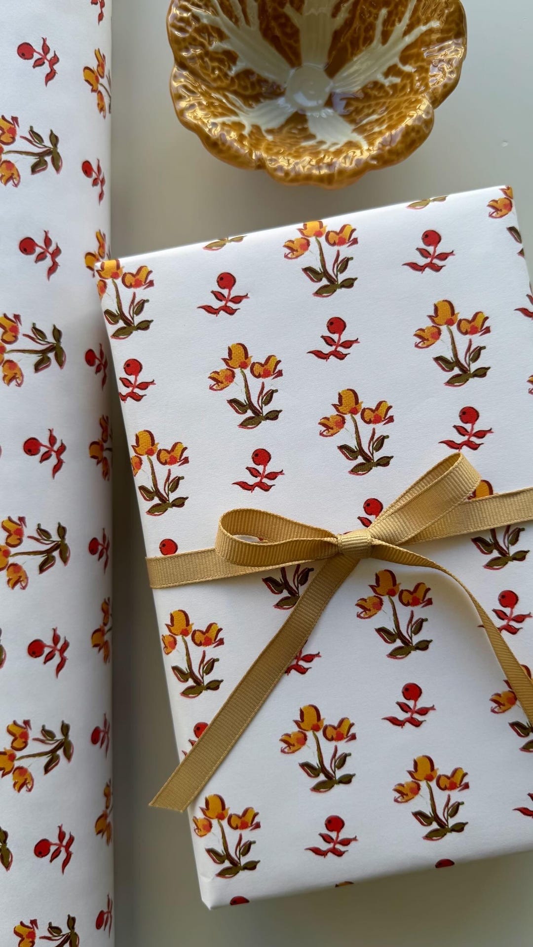 Wrapping Paper Clemence Red Block Print {gift Wrap, Birthday, Holiday