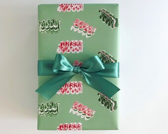 Wrapping Paper: Ribbon Candy Sage {Gift Wrap, Birthday, Holiday, Christmas}