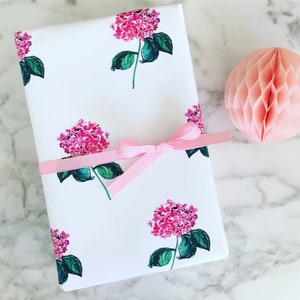 Wrapping Paper: Pink Hydrangea {Gift Wrap, Birthday, Holiday, Christmas}