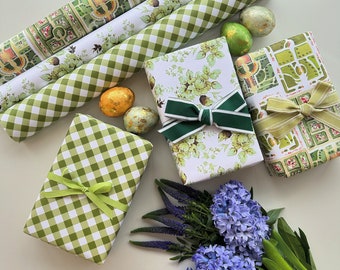 Wrapping Paper: Mini Diagonal Olive Gingham {Gift Wrap, Birthday, Holiday, Christmas}