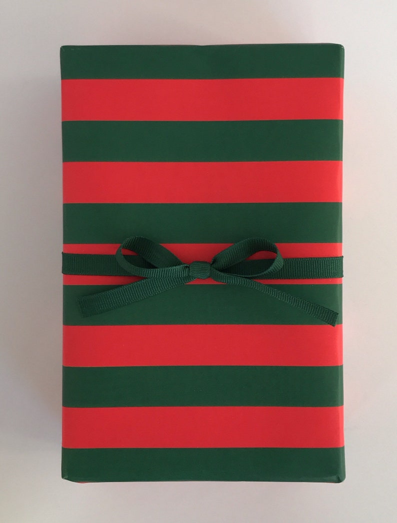 Holiday Birthday Christmas} Wrapping Paper: Forest and Red Cafe Stripe {Gift Wrap
