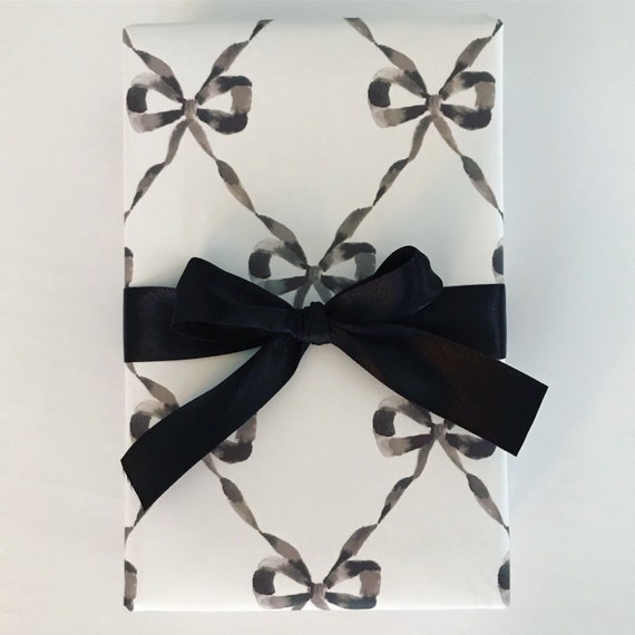 Wrapping Paper: Black Parisian Bows gift Wrap, Birthday, Holiday, Christmas  