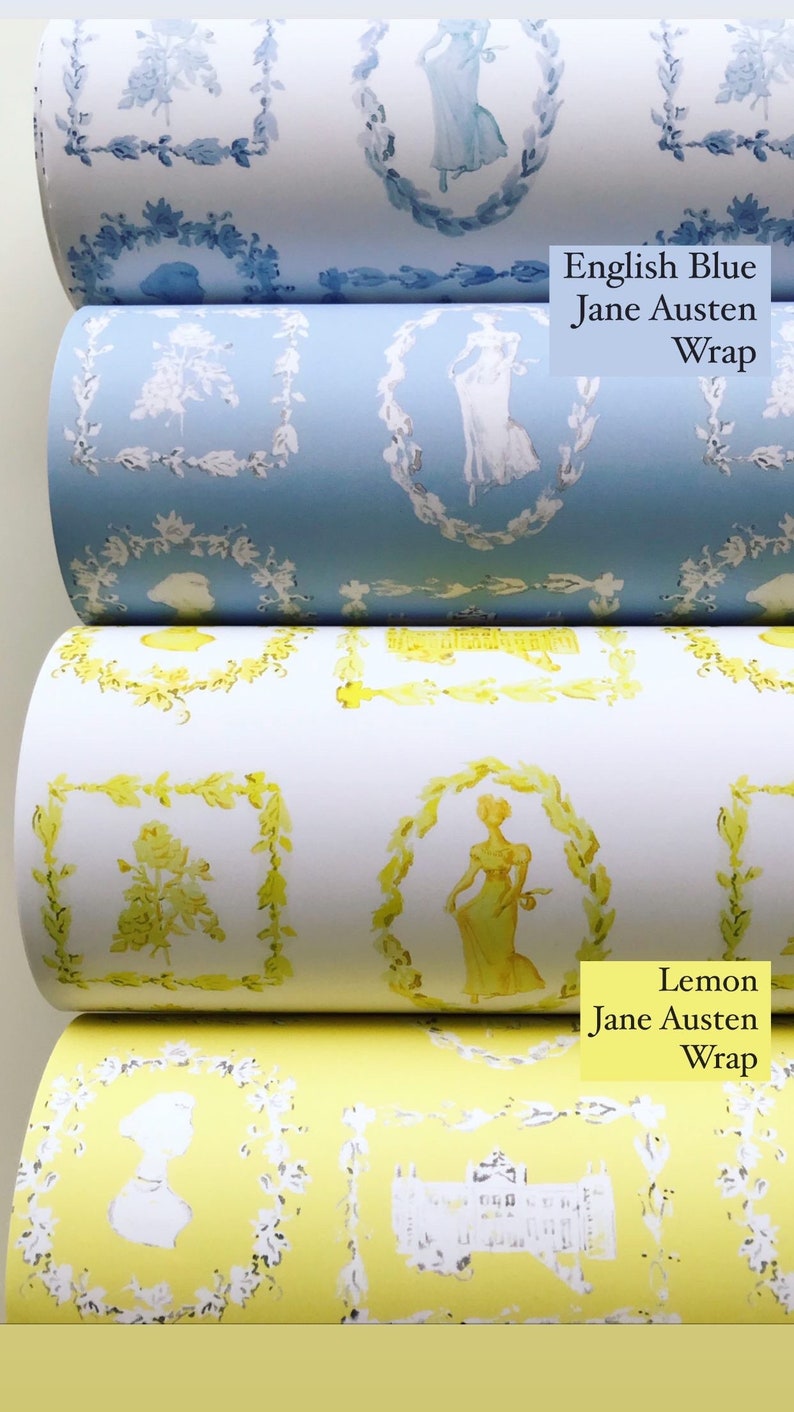 Wrapping Paper: English Blue Jane Austen Gift Wrap, Birthday, Holiday, Christmas image 3