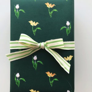 Wrapping Paper: Hyde Park Tulips Green {Gift Wrap, Birthday, Holiday, Christmas}