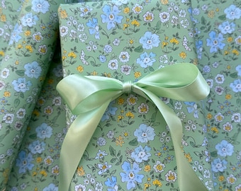 Wrapping Paper: Green Cecily Meadow {Gift Wrap, Ditsy floral, Birthday, Holiday, Christmas}