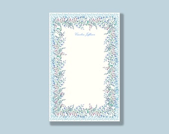 Jacqueline Border Memo Pad - Personalized Notepad – Feminine Custom List Pad, Floral Stationery Gift for Her