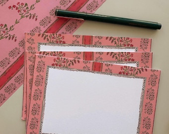 Climbing Vines Block Stripe Mignon Size | Personalized Notecard Set | Floral Border Stationery | Custom Name Note Cards Envelopes | Gift Her