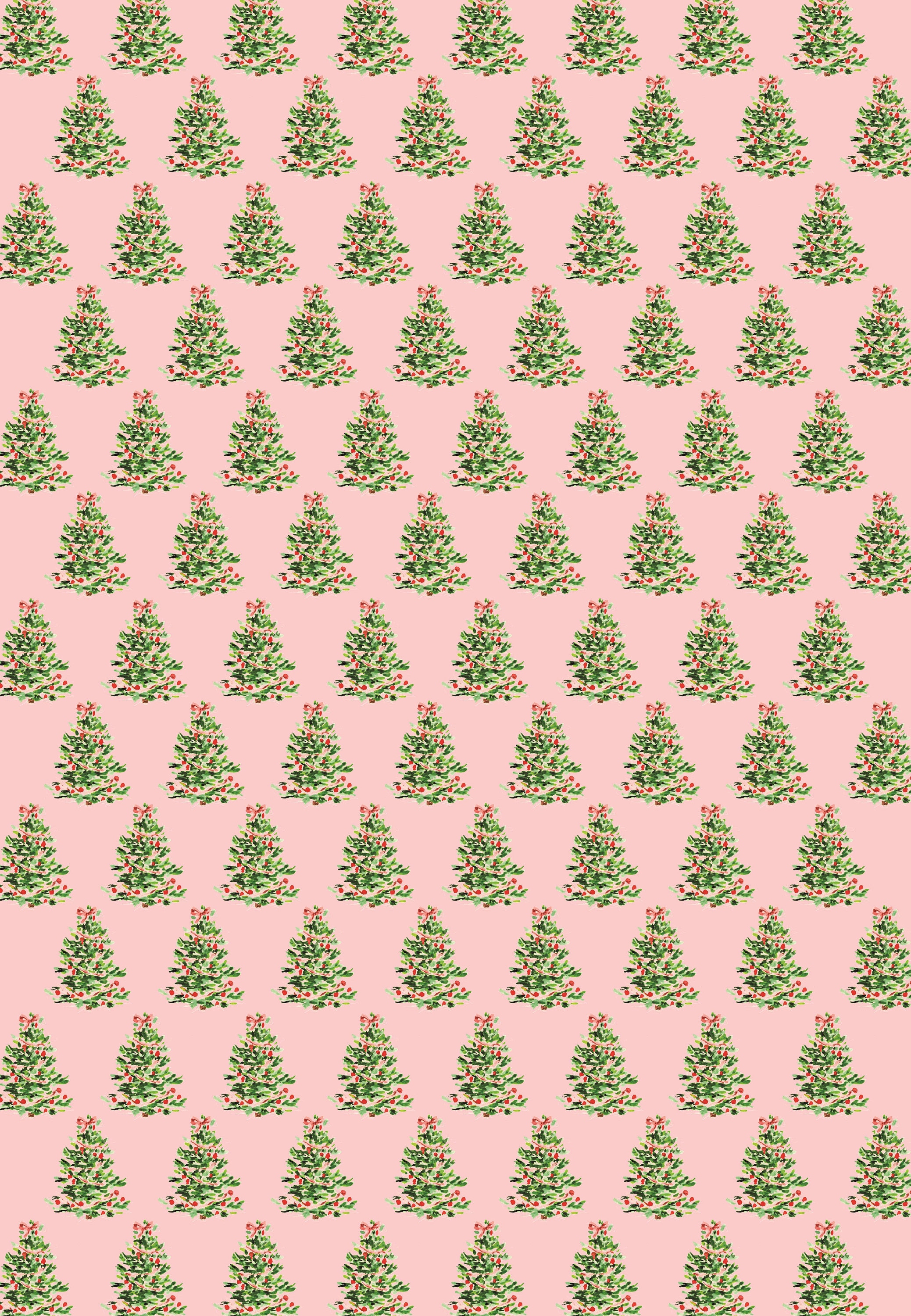 Wrapping Paper: Oh Christmas Tree Pink {Gift Wrap, Birthday, Holiday, Christmas}