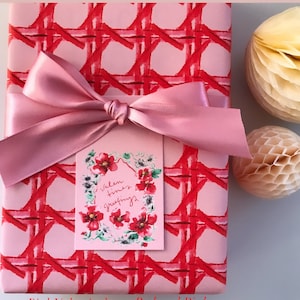 Wrapping Paper: Red and Blush Cane {Gift Wrap, Birthday, Holiday, Christmas}