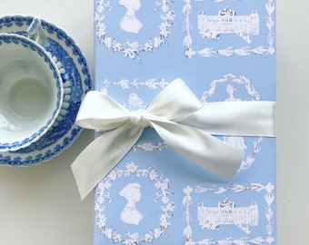 Wrapping Paper: English Blue Jane Austen {Gift Wrap, Birthday, Holiday, Christmas}