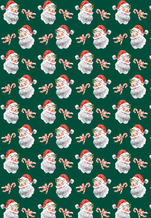 Wrapping Paper: Santa Claus Green gift Wrap, Birthday, Holiday