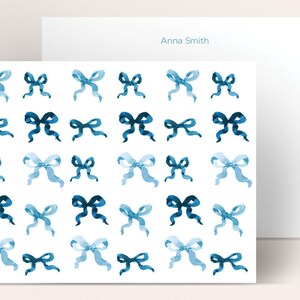 Personalized Stationery: Blue Bows {Stationary Notecards, Monogram, Custom, Artistic, Girly, Bows, Blue, Pretty, Fun}