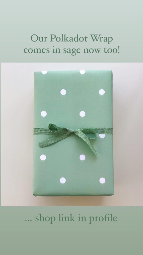 Wrapping Paper: Sage Polka Dot {Gift Wrap, Birthday, Holiday, Christmas}