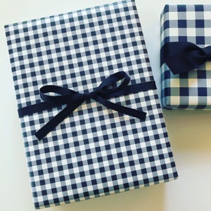 Wrapping Paper: Mini Navy Gingham {Gift Wrap, Birthday, Holiday, Christmas}