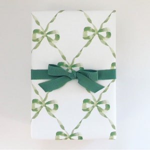 Wrapping Paper: Sage Parisian Bows {Gift Wrap, Birthday, Holiday, Christmas}