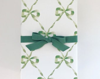 Wrapping Paper: Sage Parisian Bows {Gift Wrap, Birthday, Holiday, Christmas}