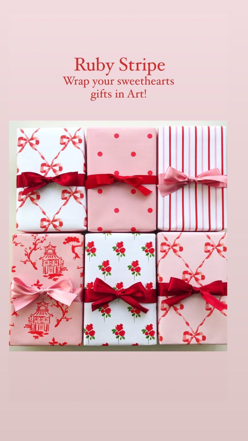 Wrapping Paper: Red Parisian Bows Gift Wrap, Birthday, Holiday, Christmas image 2