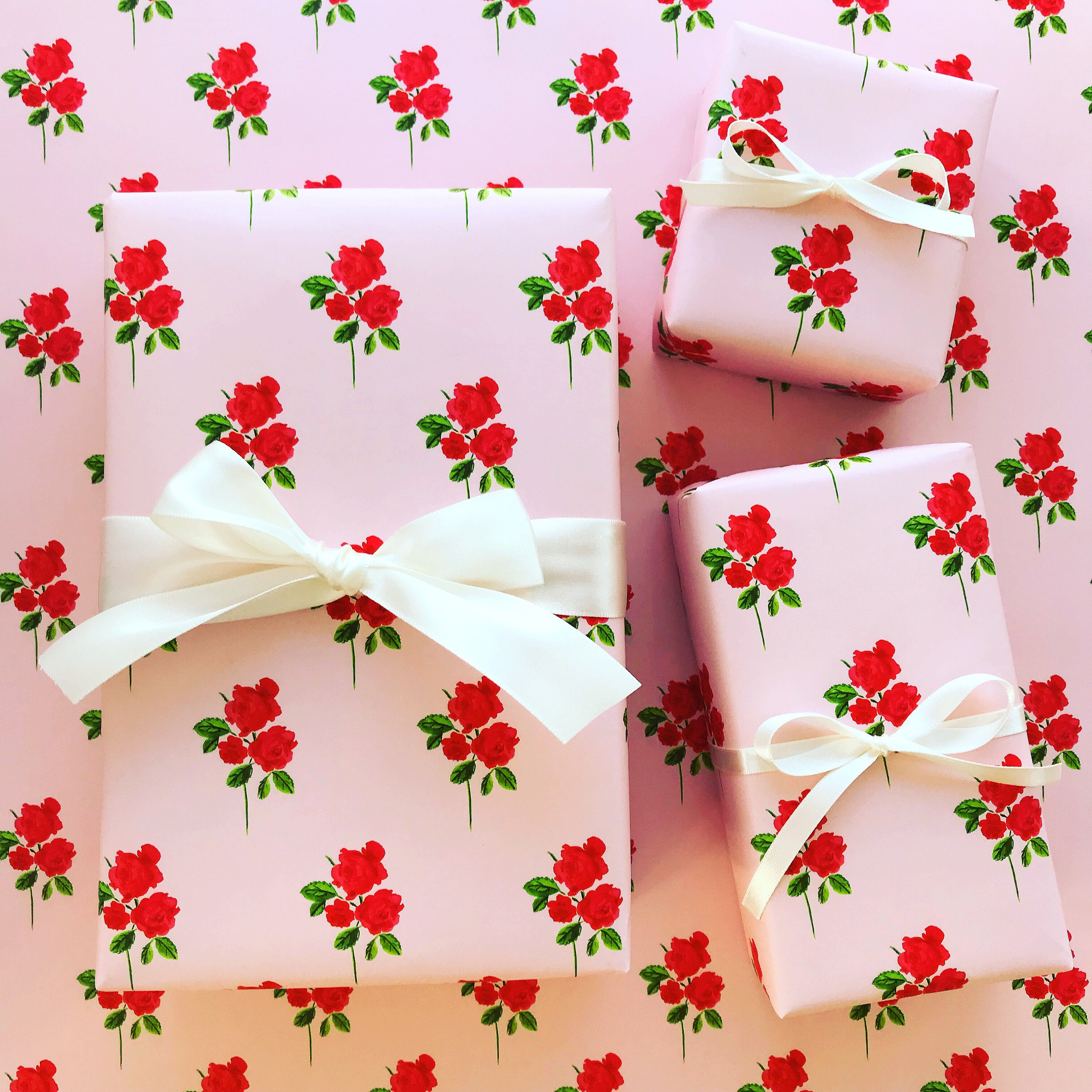 Wrapping Paper: Red and Pink Isabelle Rose {gift Wrap, Birthday ...
