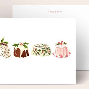 Personalized Stationery: Christmas Cakes {Stationary Notecards, Monogram, Custom, Artistic, Girly, Christmas Trees, Green, Red, Chic}