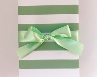 Wrapping Paper: Sage Cafe Stripe {Gift Wrap, Birthday, Holiday, Christmas}
