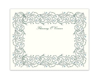 Scrolling Vines Stationery {Stationary Notecards, Monogram, Custom, Artistic, Girly,  Chic}