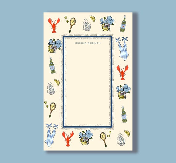 Hamptons Summer Notepad (Personalized Notepad, Beachy Notepad, Summer Notepad, Beach House, Coastal Grandmother)