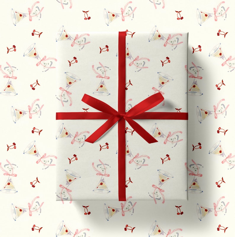 Cherry Cocktail Wrapping Paper image 1