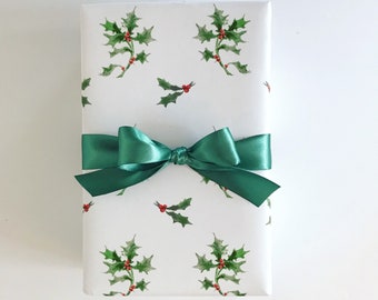 Wrapping Paper: Jolly Holly {Gift Wrap, Birthday, Holiday, Christmas}