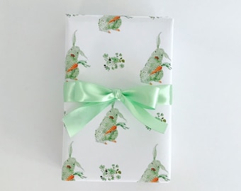 Wrapping Paper: Green Bunnies {Gift Wrap, Birthday, Holiday, Christmas}