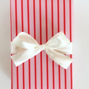 Wrapping Paper: Blush and Red French Stripe {Gift Wrap, Birthday, Holiday, Christmas}