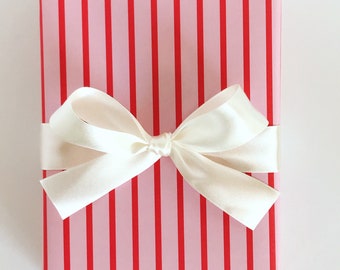 Wrapping Paper: Blush and Red French Stripe {Gift Wrap, Birthday, Holiday, Christmas}