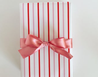Wrapping Paper  Pink Candy Stripe {Gift Wrap, Birthday, Holiday, Christmas}