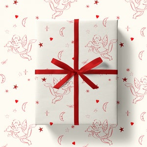Cupid Toile White Wrapping Paper