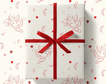 Cupid Toile White Wrapping Paper