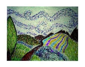 Blue, Yellowand Purple Hills (Print)