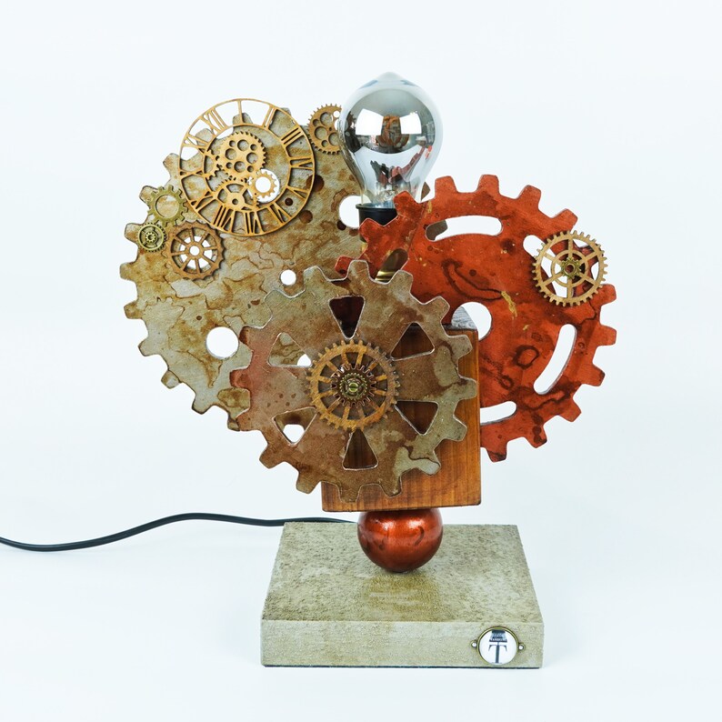 Steampunk Factory Silver and Copper Lamp, Crafts shops Lamp, Industrial Lamp, Unique Piece