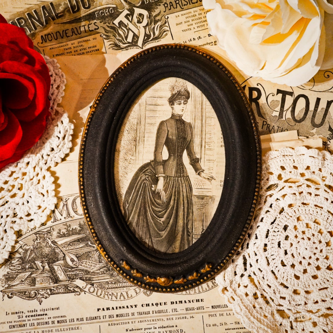 Cadre Aline, Mode Victorienne, Belle Époque, Décoration Xixème, Illustration Originale Années 1880, 