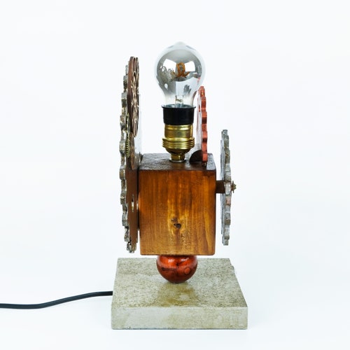 Steampunk Factory Silver and Copper Lamp, Crafts shops Lamp, Industrial Lamp, Unique Piece