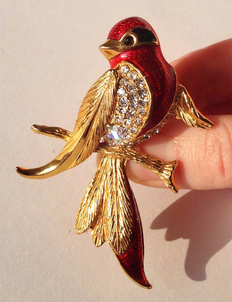Broche paon sertie de cristaux CARVEN Vintage 1950