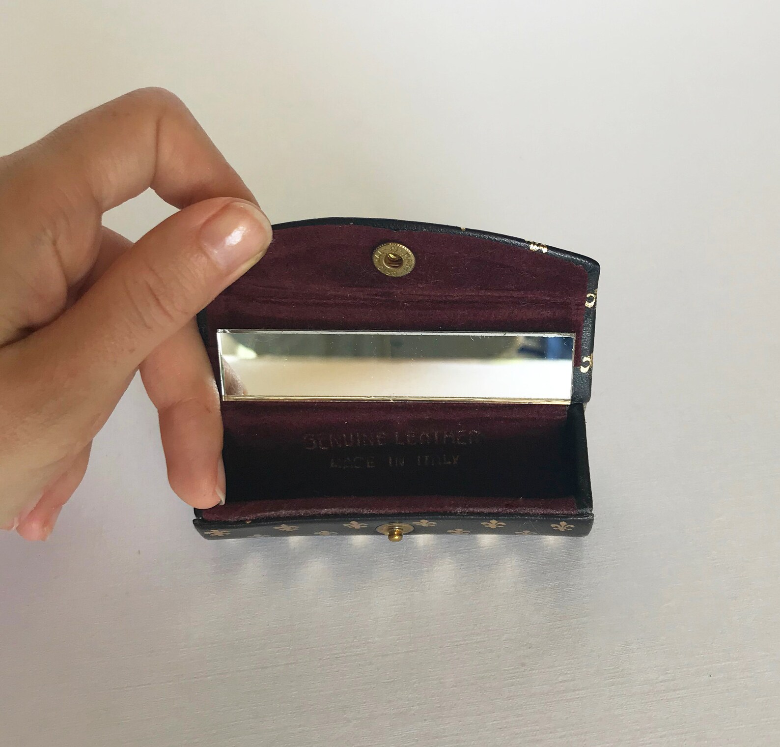 Vintage Lipstick Case With Mirror Leather Gift Italy Lipstick Holder