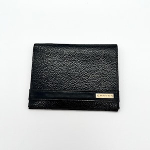 Cartera Vintage Retro CARVEN Hombre Tarjeta Vintage Cuero Reptil Cartera Negra Monedero CARVEN Authentique Portefeuille Porte-Monnaie Cuir