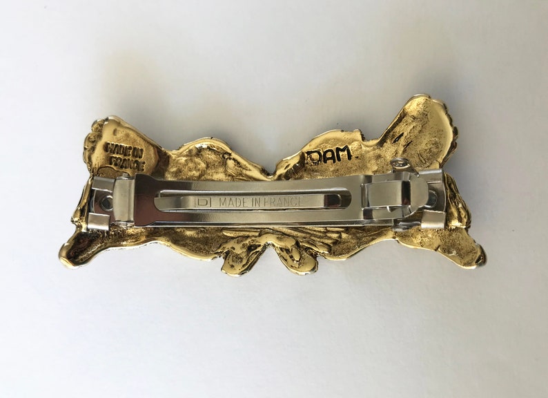 Hair Clip Vintage French Hairgrip Gold Plated Horses Pegasus Etsy