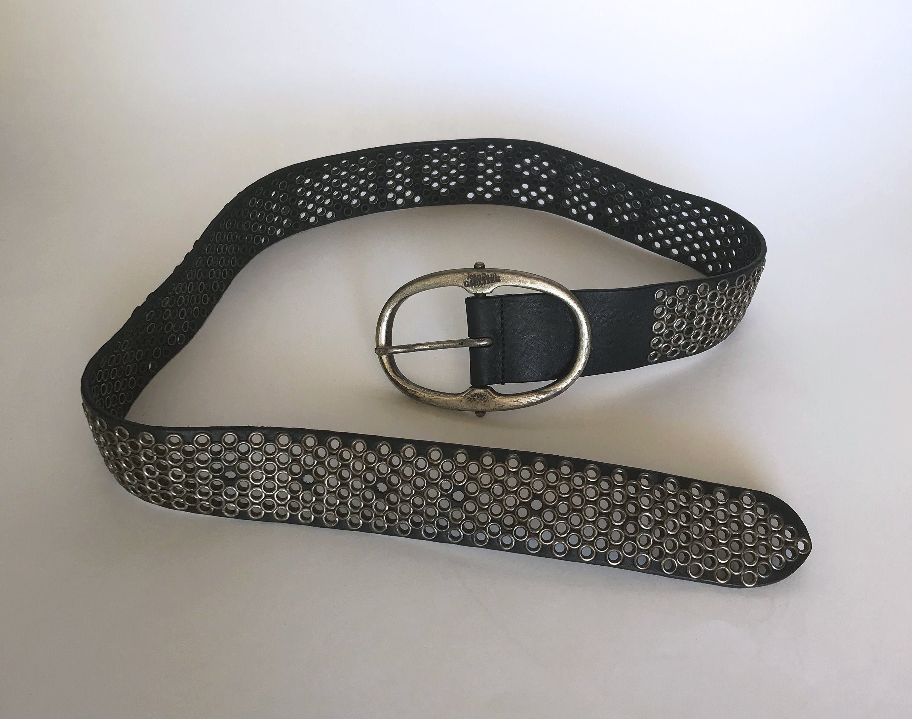 JEAN PAUL GAULTIER Belt Vintage Leather Belt Holes Black - Etsy Norway