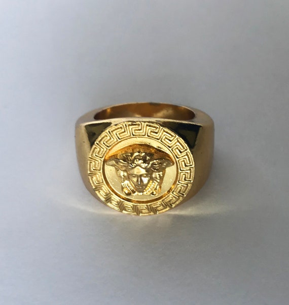 Gold & Black Smalto Ring by Versace on Sale