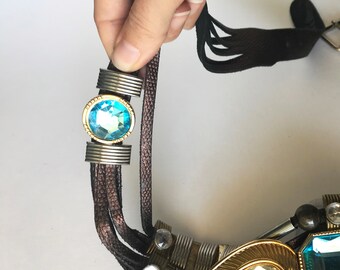 Gutos Germany Vintage 70\'s Belt Gems Decorative Leather Size Small See Photos s-l400.jpg main image 3