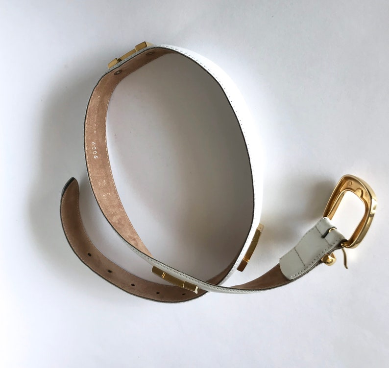 Vintage Belt Letter H Women Belt Leather White Belt Gold Plated Buckle Gold Plated Letter Model