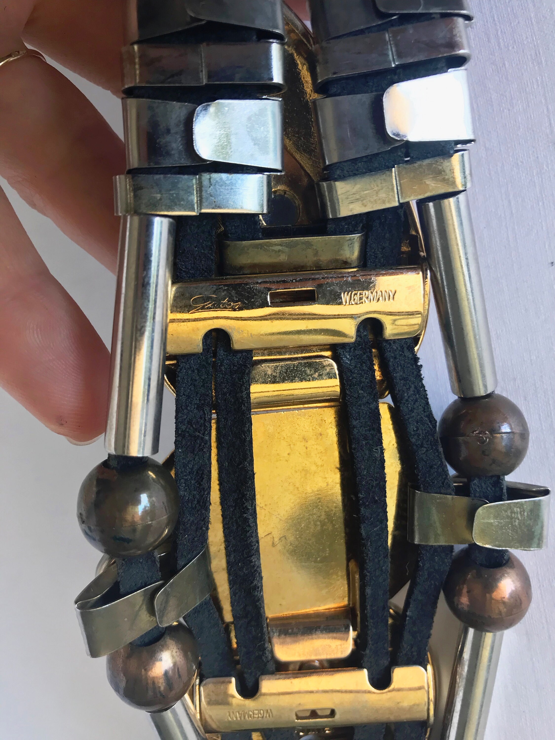 Gutos Germany Vintage 70\'s Belt Gems Decorative Leather Size Small See Photos 70s Gutos W Germany Rope Belt, Gutos Modele Depose, Vintage  main image 2
