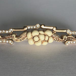 Vintage Rare Brooch French Pin Signed P&M Paris Strass Gold Tone Metal Carved Lucite Flowers Lucite France 1970s Brooch Collectible Rare