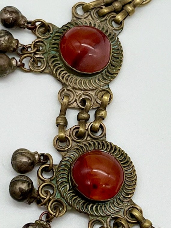 Antique Necklase Berber Silver Onyx Agate Pendant… - image 7