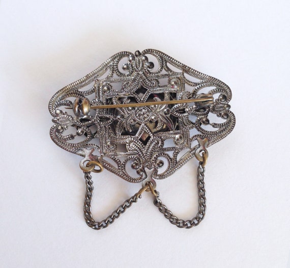 Antique Brooch Victorian Filigree Brooch Gothic s… - image 3